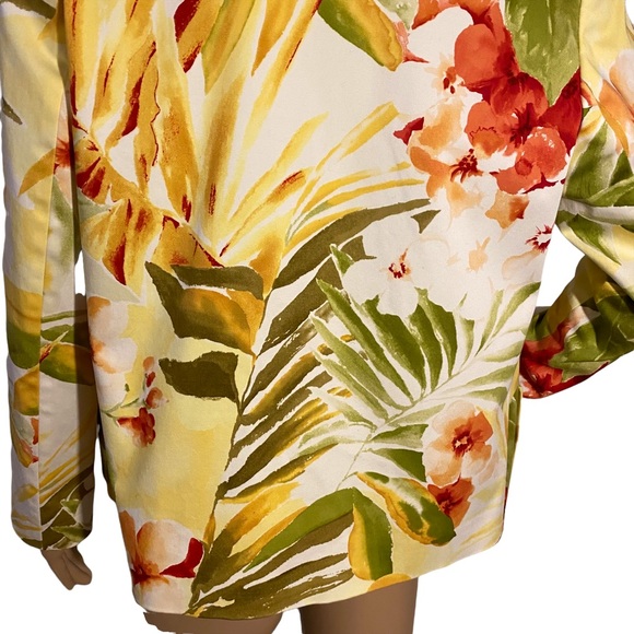 VINTAGE LINDA ALLARD FOR ELLEN TRACY PALM TROPICAL HAWAIIAN FLORAL BLAZER  SZ 8P - Picture 10 of 16